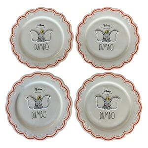 🆕 Disney’s Dumbo 8” Ceramic White and Orange Scalloped Serving Plates Set of 4